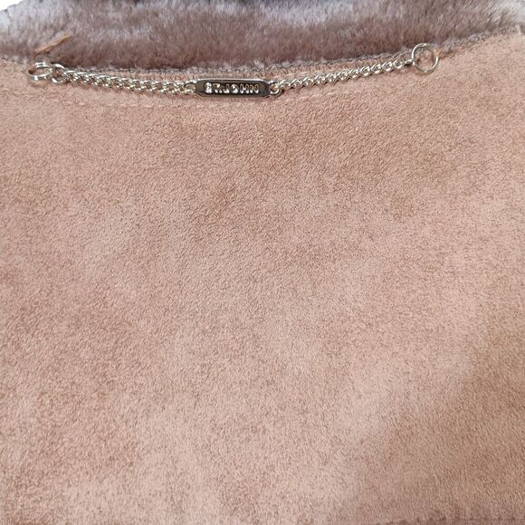 ST. JOHN MARIE GRAY Coat Brown Womens P Small Faux Suede Fur - Picture 3 of 9